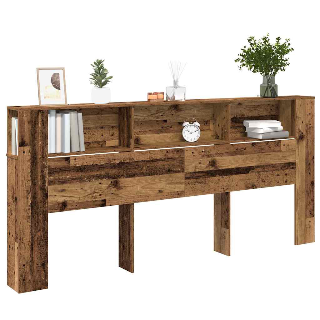 Headboard Cabinet with Shelf Old Wood 220 x 18.5 x 102.5 cm