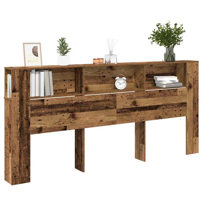 Headboard Cabinet with Shelf Old Wood 220 x 18.5 x 102.5 cm