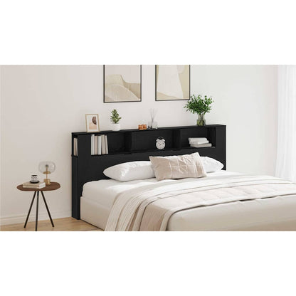 Headboard Cabinet with Shelf Black Oak 220 x 18.5 x 102.5 cm