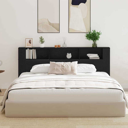 Headboard Cabinet Black Oak Engineered Wood