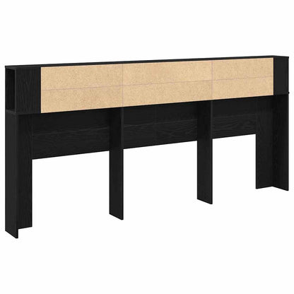 Headboard Cabinet Black Oak Engineered Wood