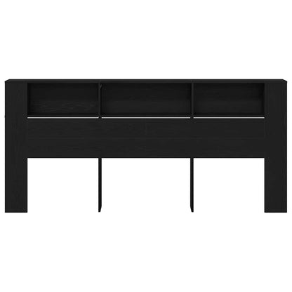 Headboard Cabinet with Shelf Black Oak 220 x 18.5 x 102.5 cm