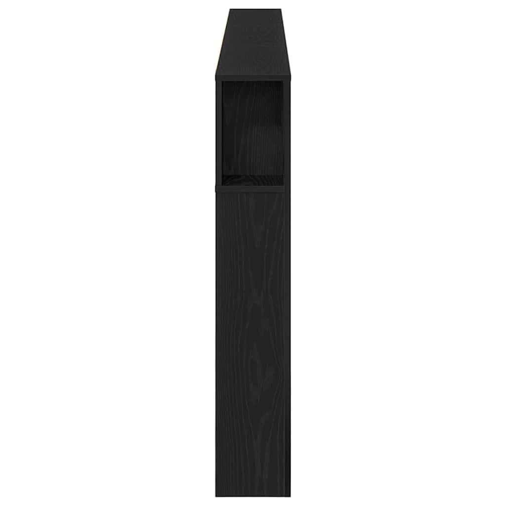 Headboard Cabinet with Shelf Black Oak 220 x 18.5 x 102.5 cm
