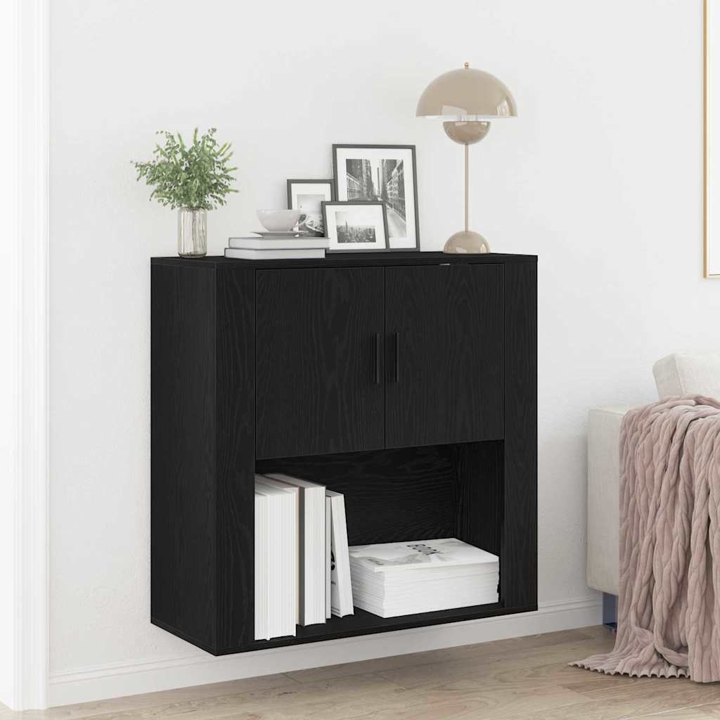 Wall Cabinet Black oak 80 x 33 x 80 cm Engineered wood