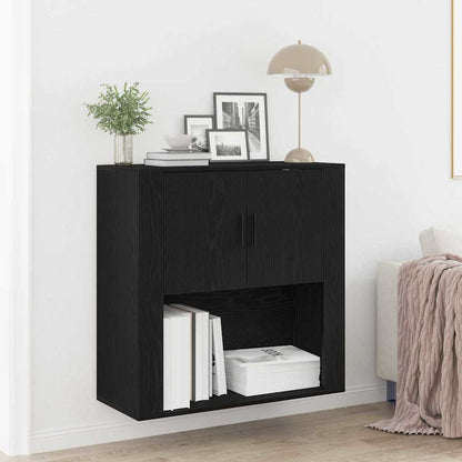 Wall Cabinet Black oak 80 x 33 x 80 cm Engineered wood