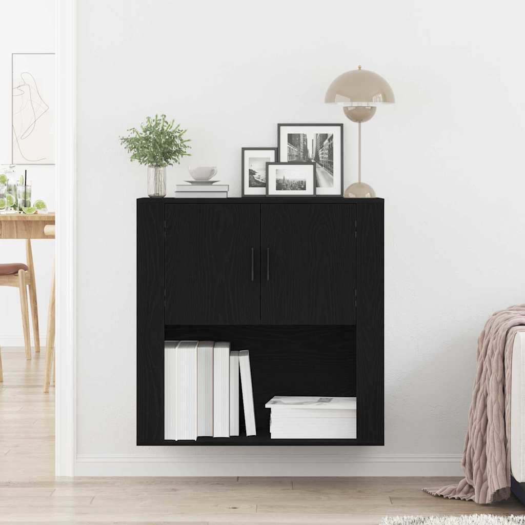 Wall Cabinet Black oak 80 x 33 x 80 cm Engineered wood