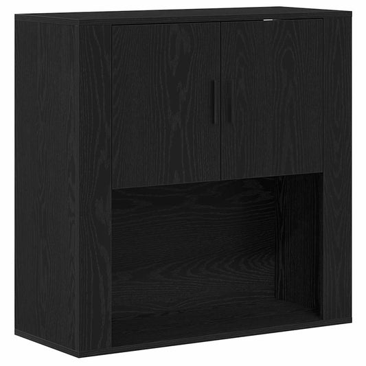 Wall Cabinet Black Oak 80 x 33 x 80 cm Engineered Wood