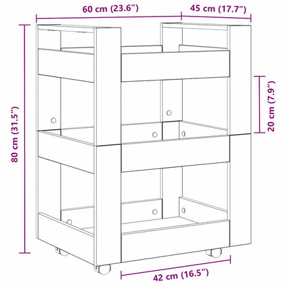 Kitchen Trolley Oak Wood 60 x 45 x 80 cm Engineered Wood