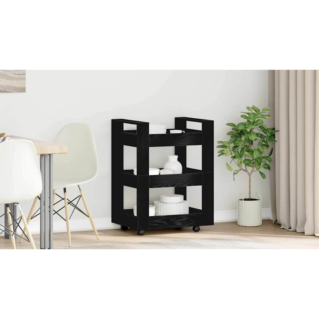 Kitchen Trolley Black Oak 60 x 45 x 80 cm Engineered Wood