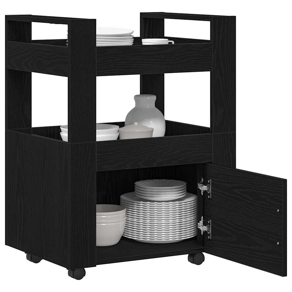 Kitchen Trolley Black oak 60 x 45 x 80 cm Engineered wood