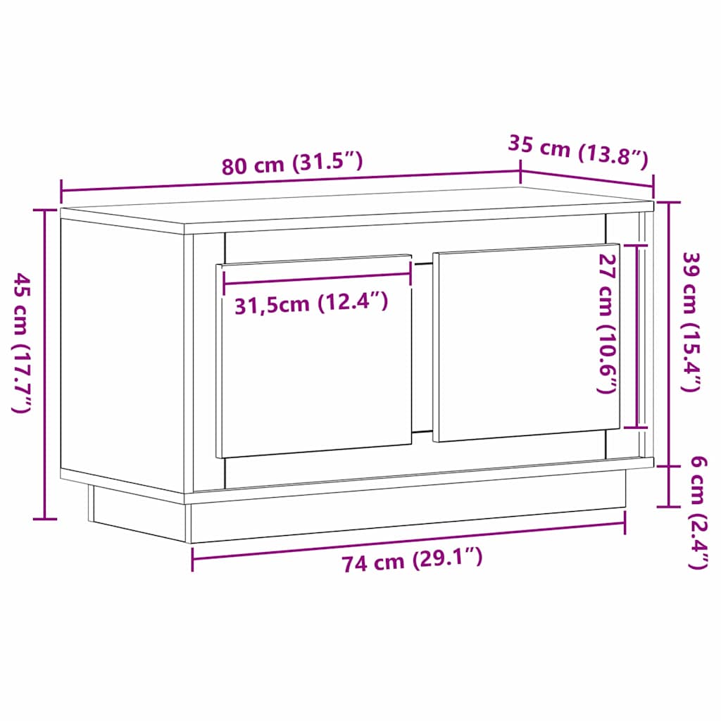 TV Cabinet Old wood 80 x 35 x 45 cm Engineered wood