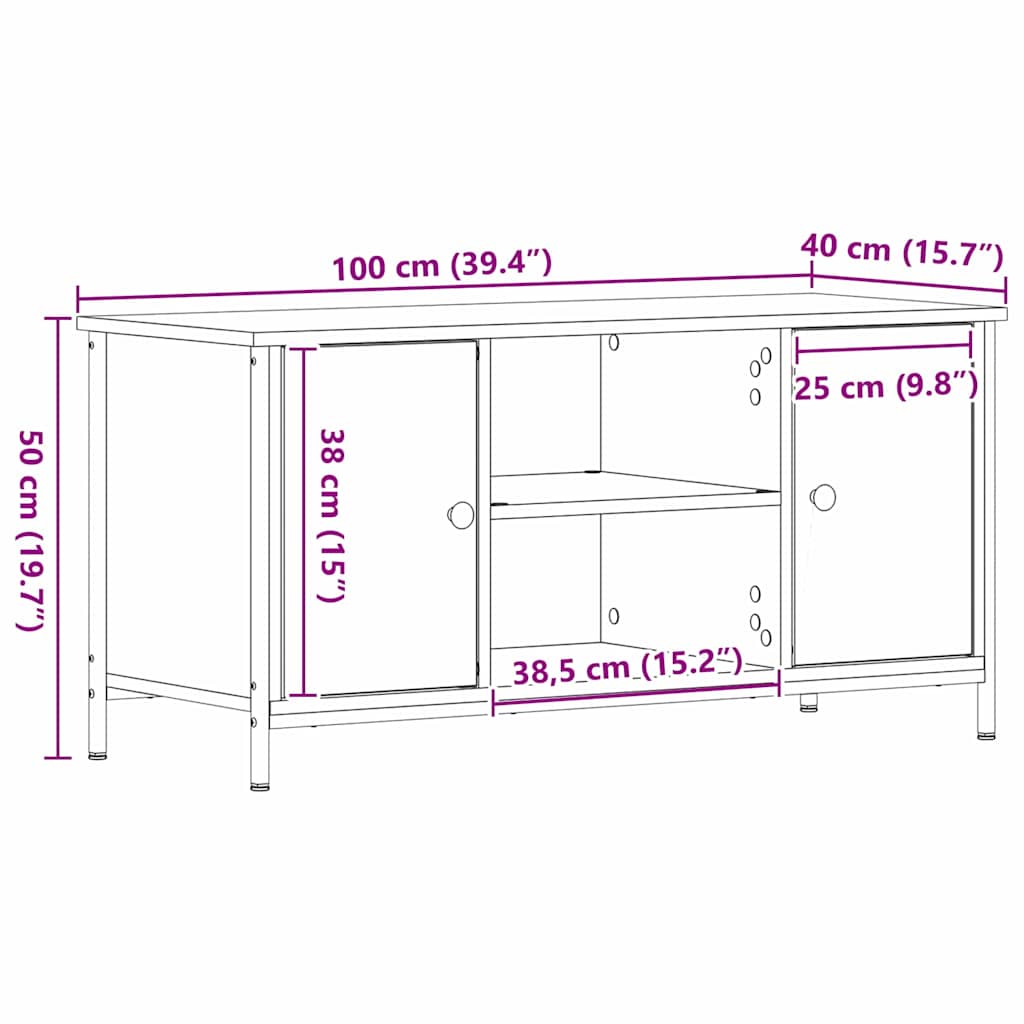 TV Cabinet Black oak 100 x 40 x 50 cm Engineered wood