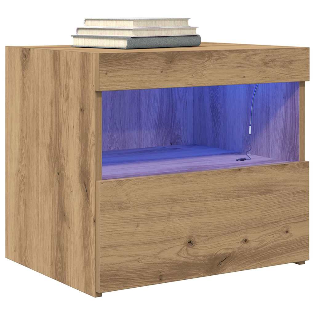 Bedside Cabinet with Drawer 2 pcs Artisan Oak 50 x 40 x 45 cm