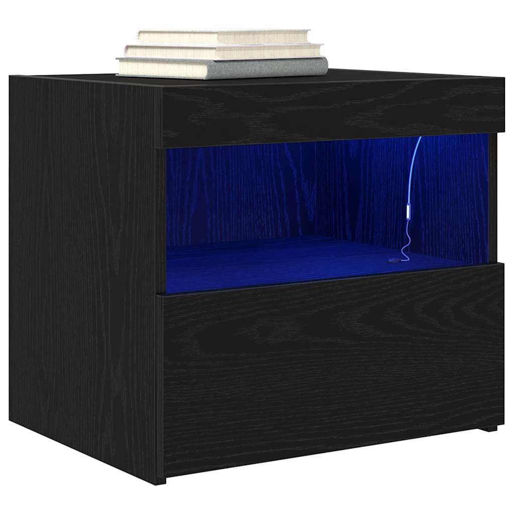 Bedside Cabinet 2 pcs Black Oak 50 x 40 x 45 cm Engineered Wood