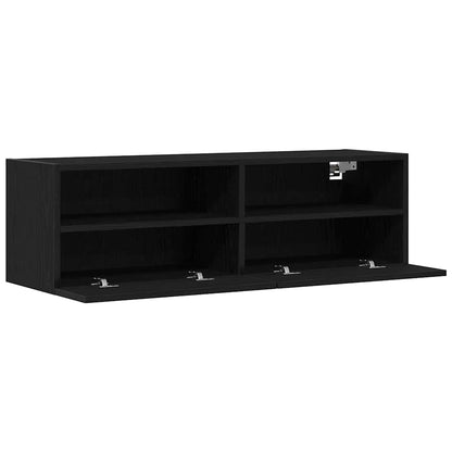 TV Wall Cabinet Black Oak 100 x 30 x 30 cm Engineered Wood