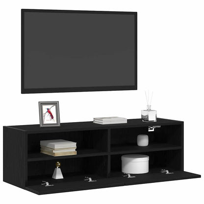 TV Wall Cabinet Black Oak 100 x 30 x 30 cm Engineered Wood