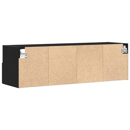 TV Wall Cabinet Wall-mounted 2 pcs Black oak 100 x 30 x 30 cm