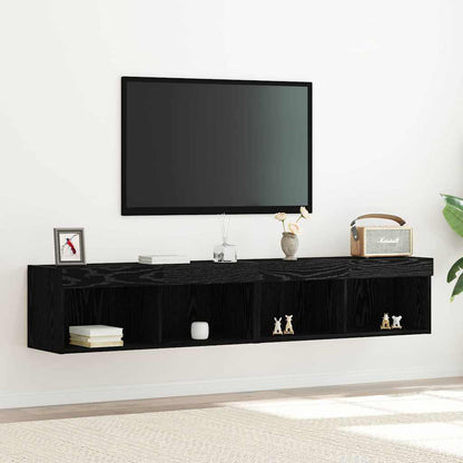 TV Cabinet Set 2 pcs Black oak 80 x 30 x 30 cm Engineered Wood