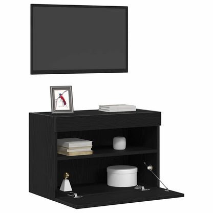 TV Wall Cabinet 2 pcs Black oak 60 x 30 x 40 cm Engineered Wood