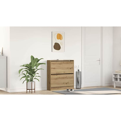 Shoe Cabinet Smoked Oak 80 x 21 x 87.5 cm Engineered Wood