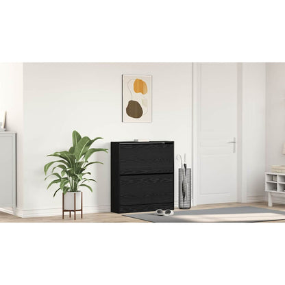 Shoe Cabinet Black Oak 80 x 21 x 87.5 cm Engineered Wood