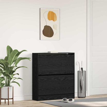 Shoe Cabinet 80 x 21 x 87.5 cm Engineered Wood Black Oak