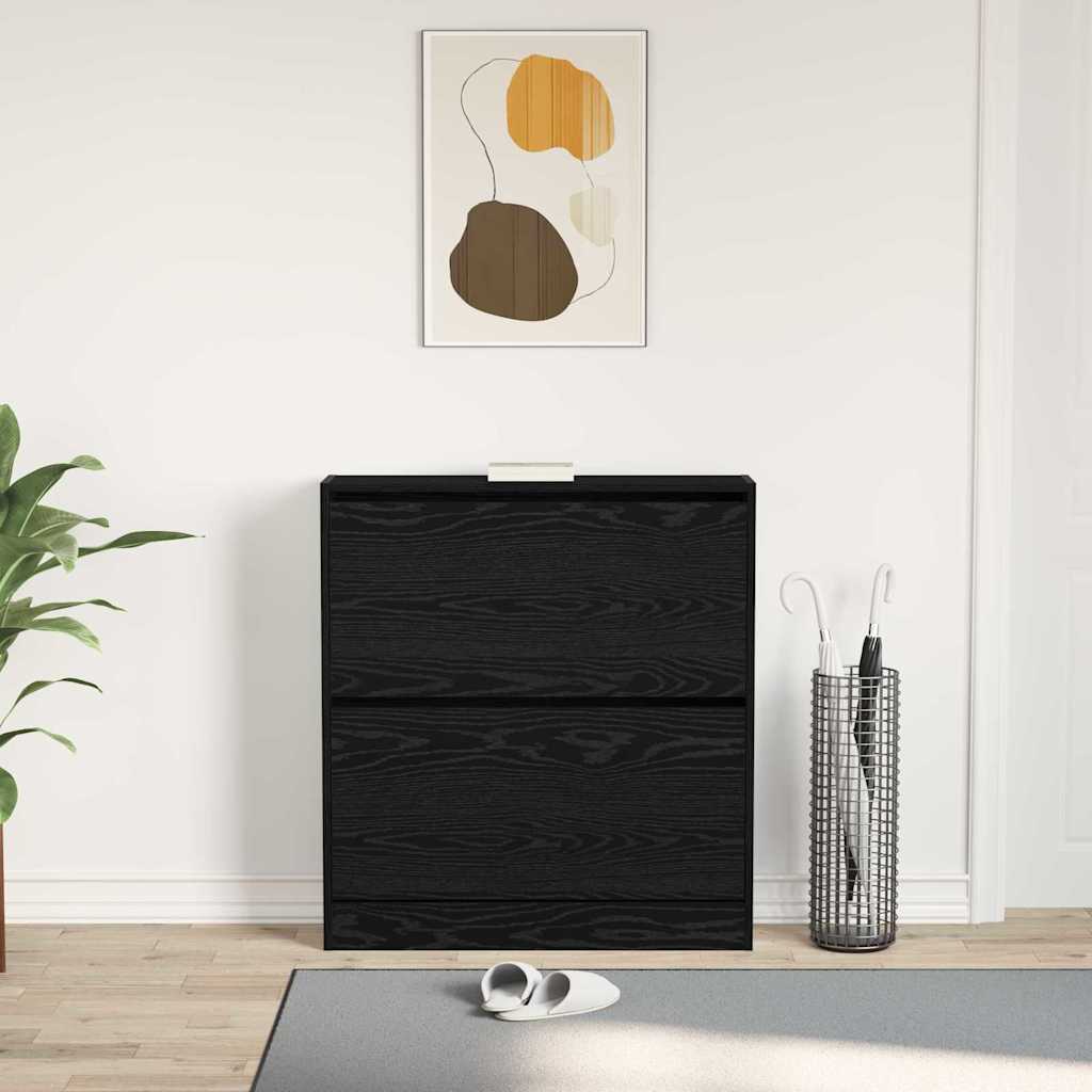Shoe Cabinet 80 x 21 x 87.5 cm Engineered Wood Black Oak