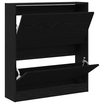 Shoe Cabinet 80 x 21 x 87.5 cm Engineered Wood Black Oak