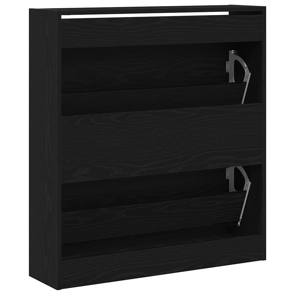 Shoe Cabinet 80 x 21 x 87.5 cm Engineered Wood Black Oak