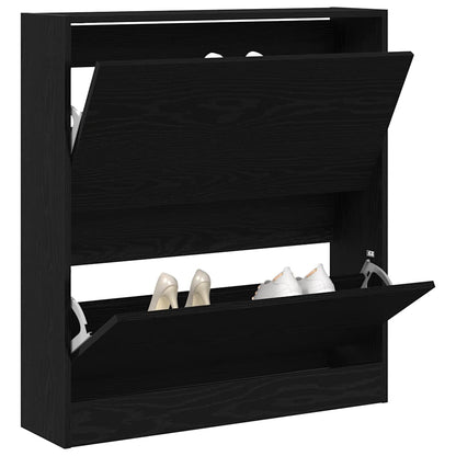 Shoe Cabinet 80 x 21 x 87.5 cm Engineered Wood Black Oak