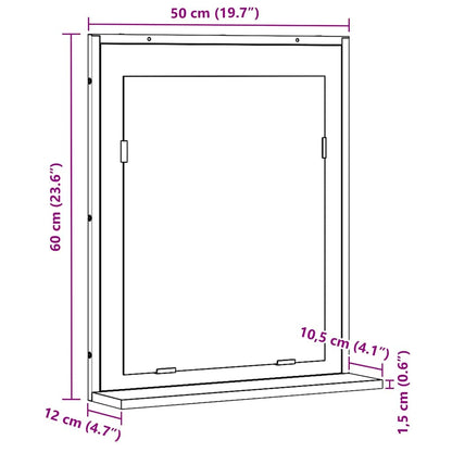Mirror Artisan oak 50 x 12 x 60 cm Glass and Engineered Wood