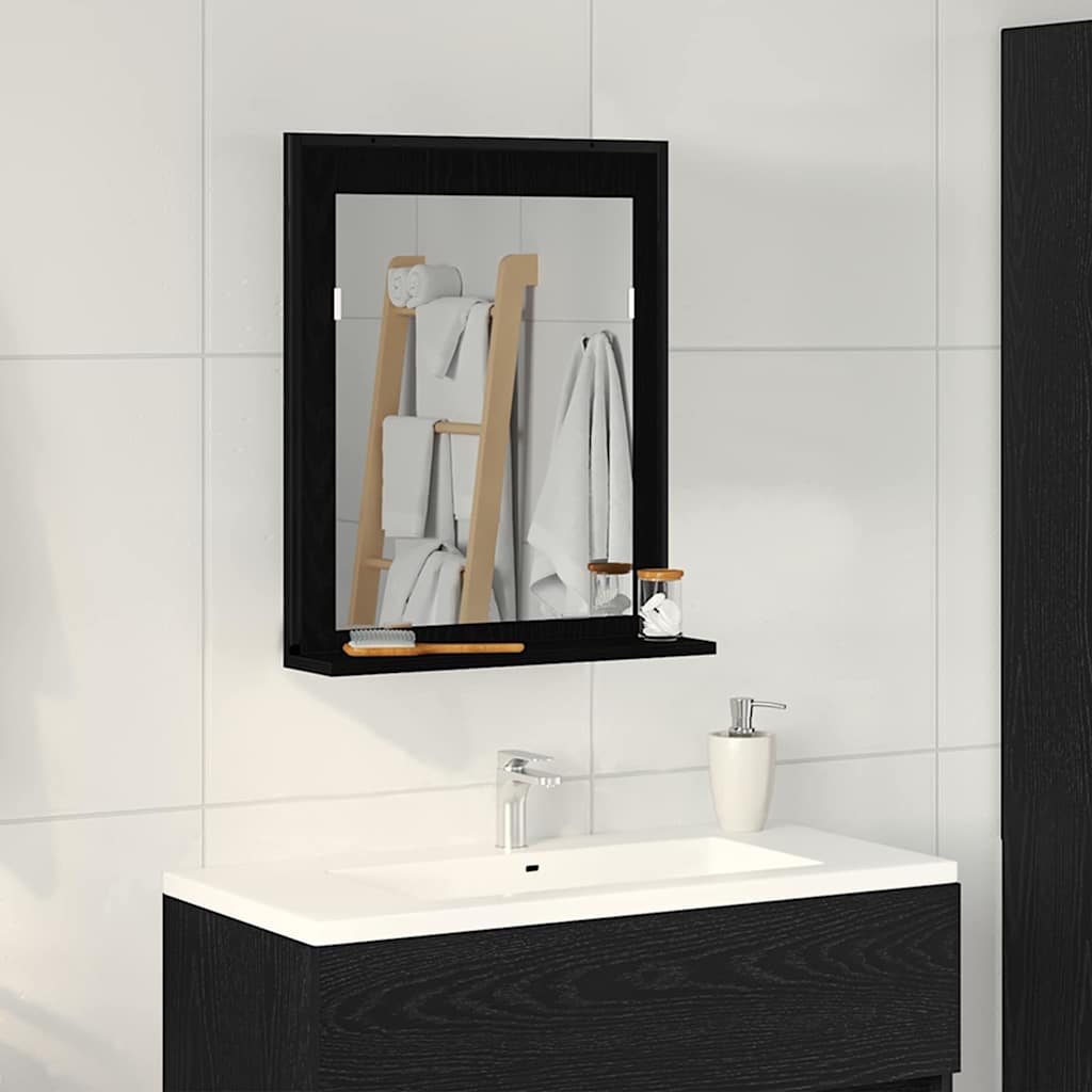 Mirror Black oak 50 x 12 x 60 cm Glass and Engineered Wood