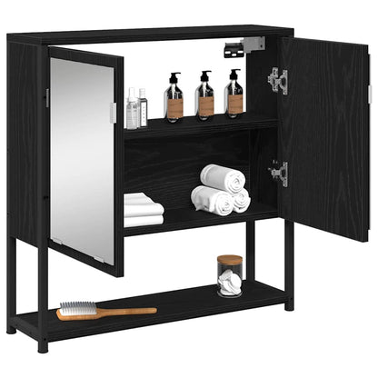 Mirror Cabinet Black Oak 60 x 16 x 60 cm Engineered Wood