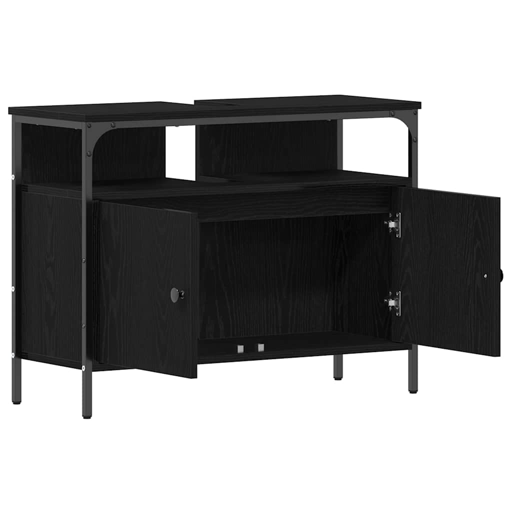 Bathroom Sink Cabinet Black oak 80 x 30 x 60 cm Engineered Wood