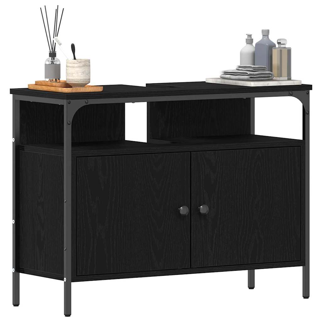 Bathroom Sink Cabinet Black oak 80 x 30 x 60 cm Engineered Wood