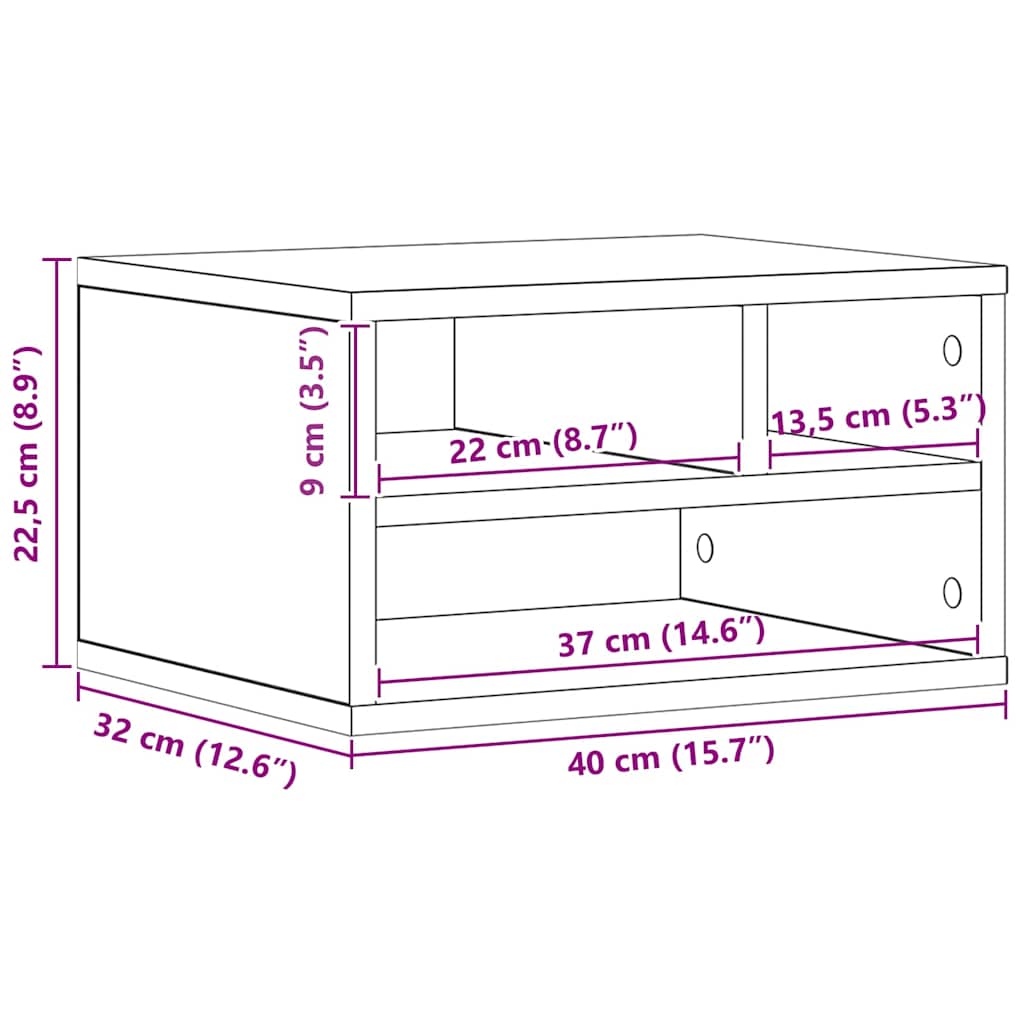 Printer Stand Artisan Oak 40 x 32 x 22.5 cm Engineered Wood