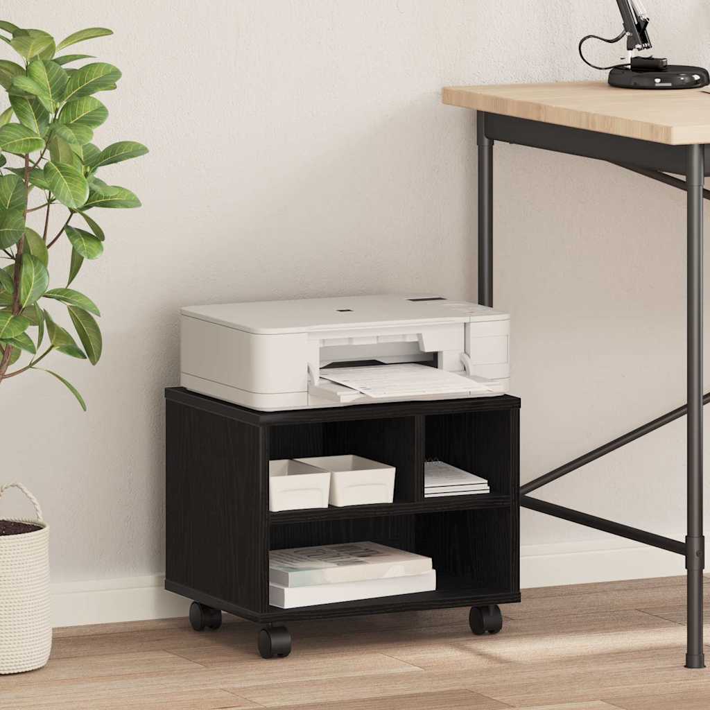 Printer Stand Black Oak 41 x 32 x 33.5 cm Engineered wood