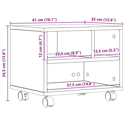 Printer Stand Black Oak 41 x 32 x 33.5 cm Engineered wood