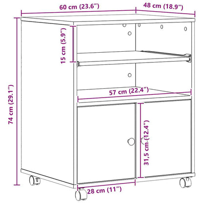 Printer Stand Old Wood 60 x 48 x 74 cm Engineered Wood