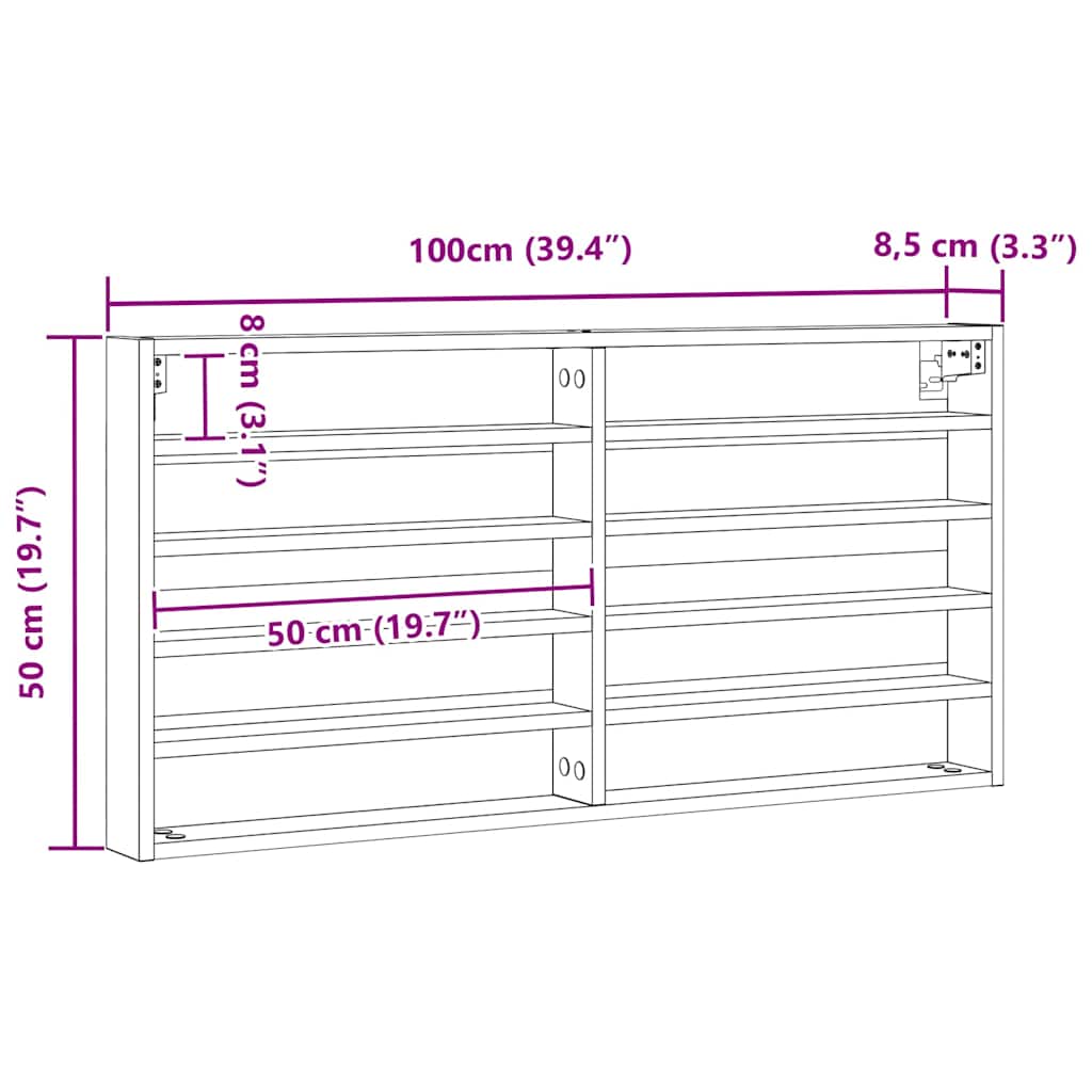 Display Cabinet Old Wood 100 x 8.5 x 50 cm Engineered Wood
