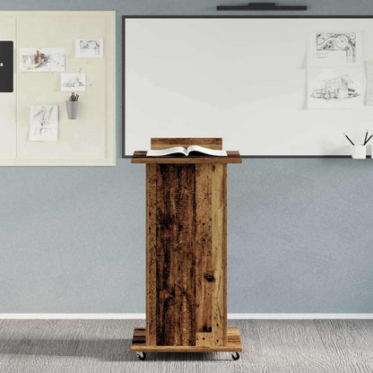 Podium with Drawer Old Wood 55 x 55 x 107 cm Engineered Wood