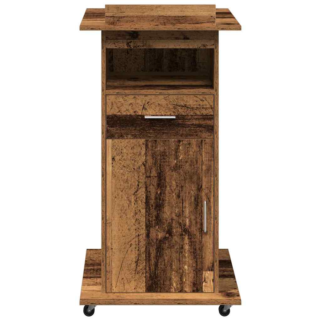 Podium with Drawer Old Wood 55 x 55 x 107 cm Engineered Wood