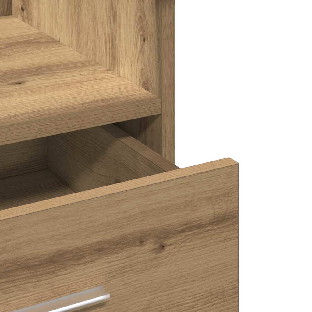 Podium with Drawer Artisan Oak 55 x 55 x 107 cm Engineered Wood