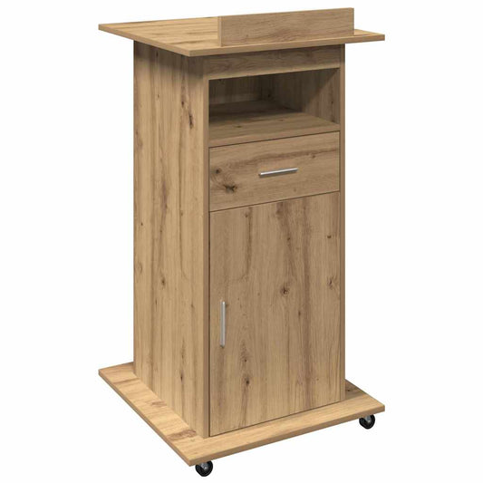 Podium with Drawer Artisan Oak 55 x 55 x 107 cm Engineered Wood