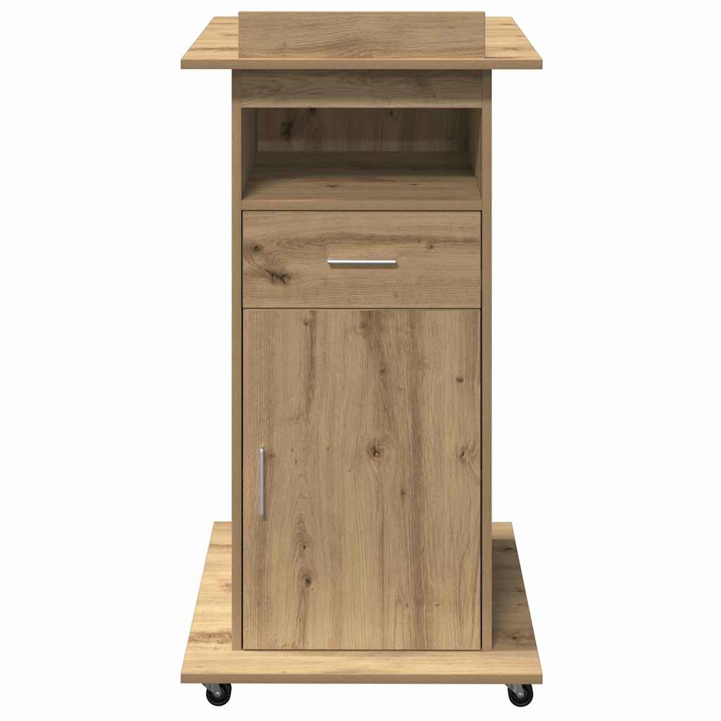 Podium with Drawer Artisan Oak 55 x 55 x 107 cm Engineered Wood