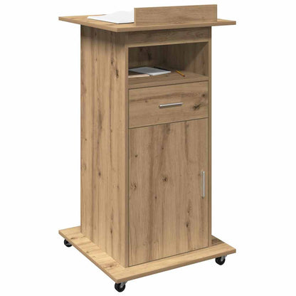 Podium with Drawer Artisan Oak 55 x 55 x 107 cm Engineered Wood