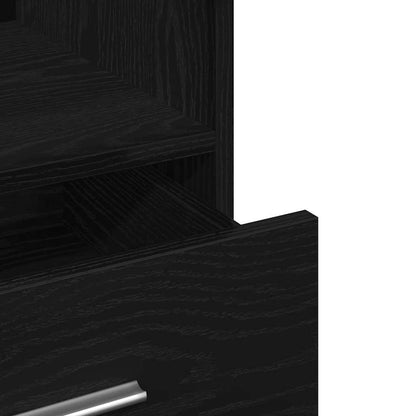 Podium with Drawer Black Oak 55 x 55 x 107 cm Engineered Wood