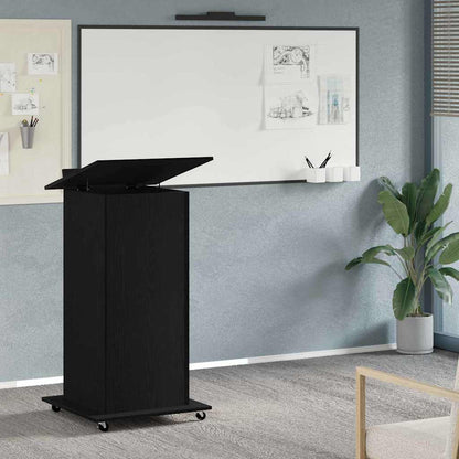 Podium with Drawer Black Oak 55 x 55 x 107 cm Engineered Wood