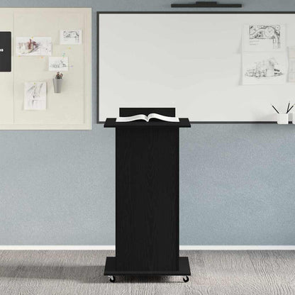 Podium with Drawer Black Oak 55 x 55 x 107 cm Engineered Wood