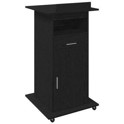 Podium with Drawer Black Oak 55 x 55 x 107 cm Engineered Wood